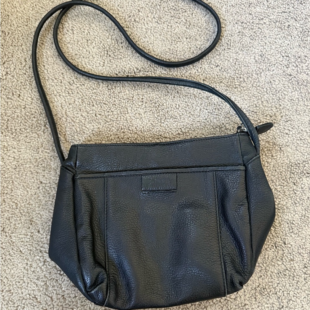 Fossil Black Leather Crossbody Bag